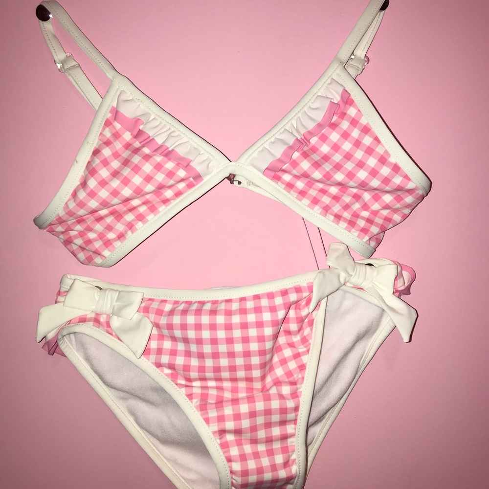 Mayoral Pink Gingham Swimsuit Bikini 2 piece Sz 4